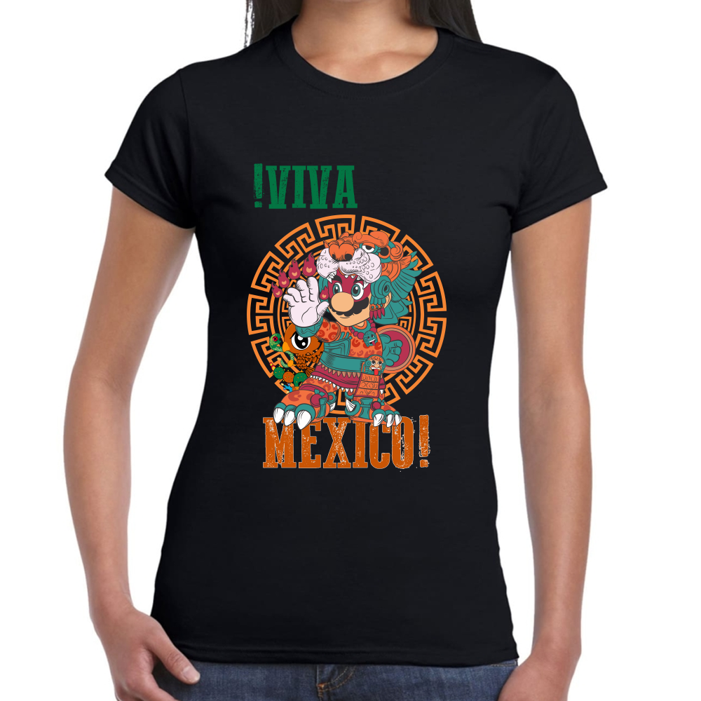 Playera Fiestas Patrias Viva México Mario Algodón Premium #0001995