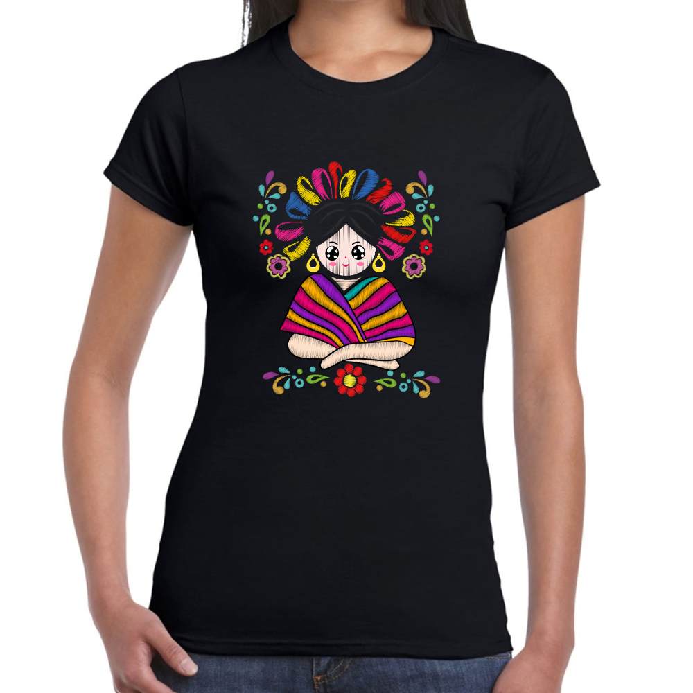 Playera Fiestas Patrias Viva México Muñeca Algodón Premium #0001996 Imagen secundaria del producto