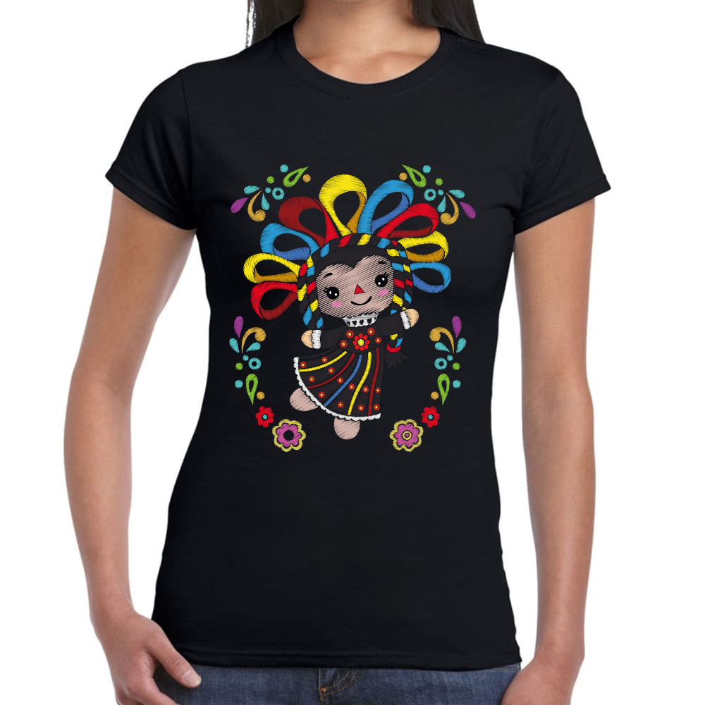 Playera Fiestas Patrias México Muñeca Algodón #0001997