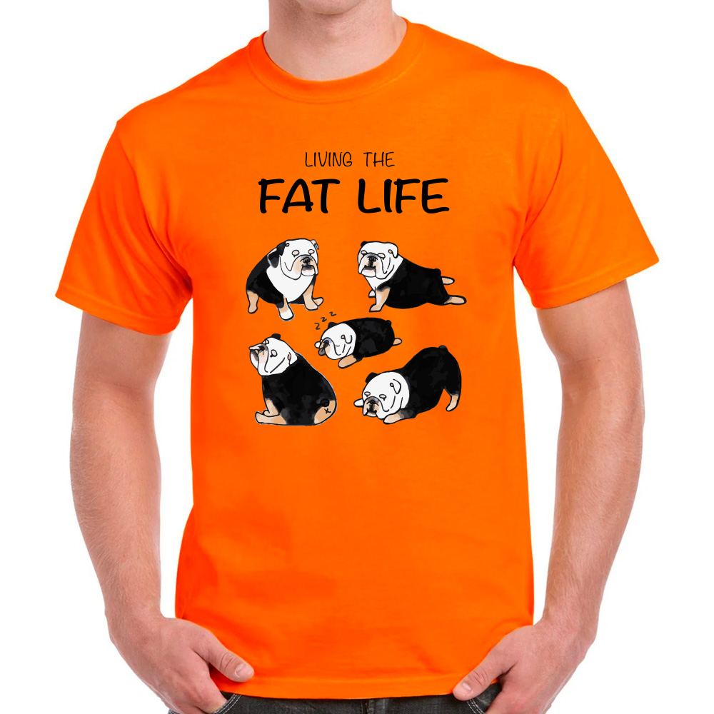 Playera Mascotas Bulldog Fat Live Algodón #0002007
