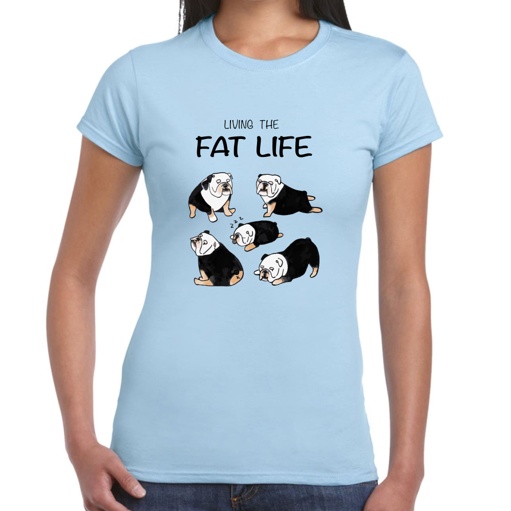 Playera Mascotas Bulldog Fat Live Algodón #0002007