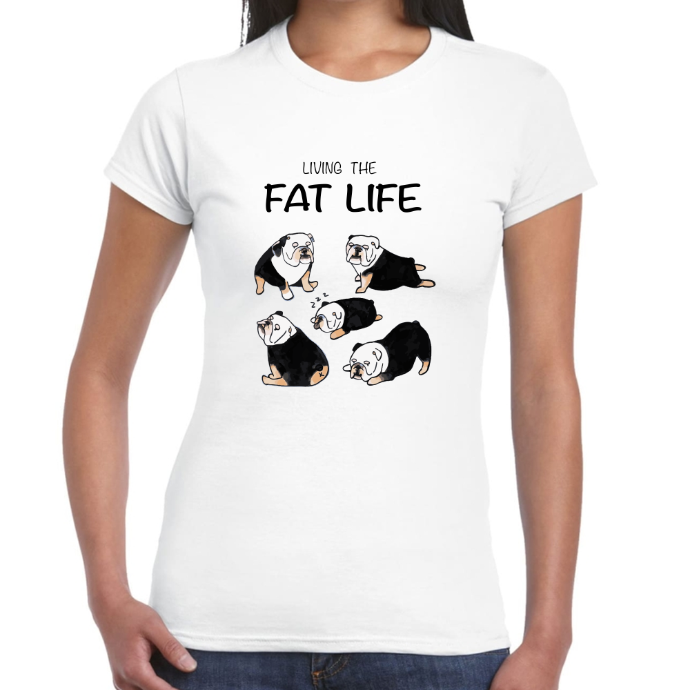 Playera Mascotas Bulldog Fat Live Algodón #0002007