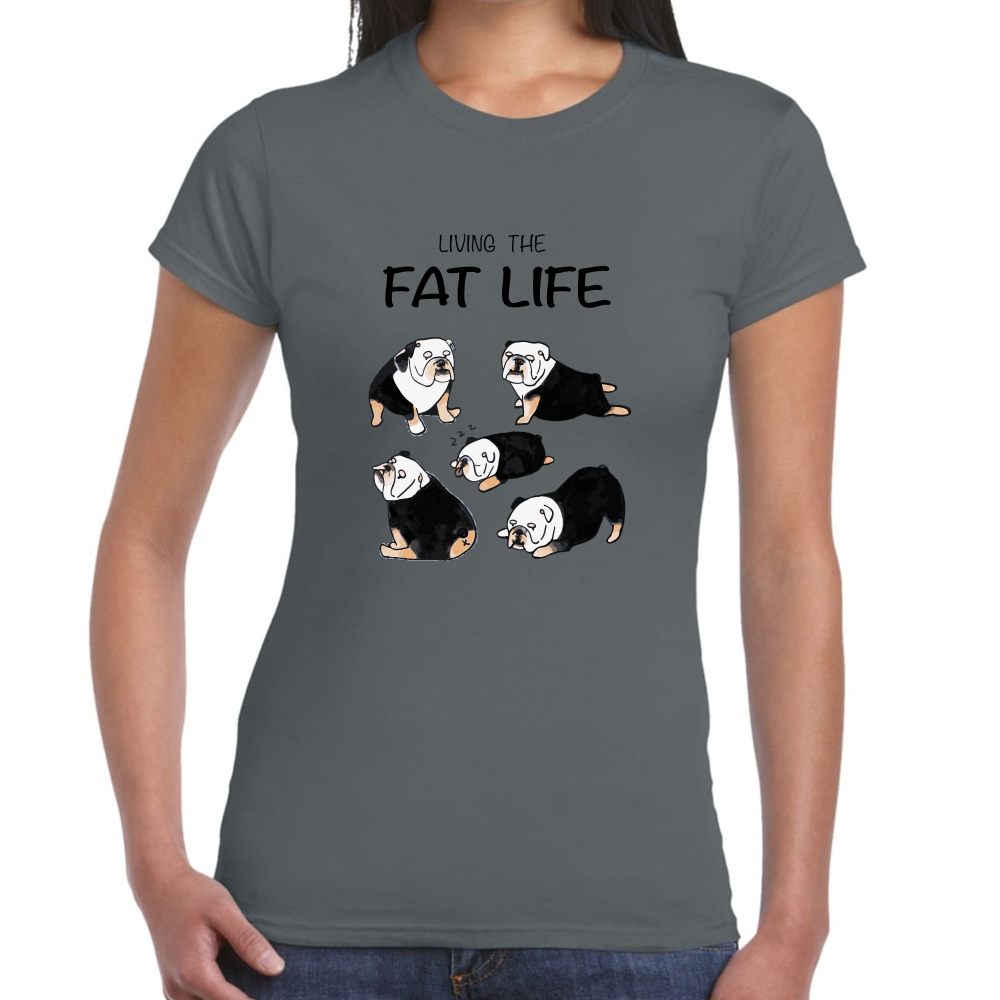 Playera Mascotas Bulldog Fat Live Algodón #0002007