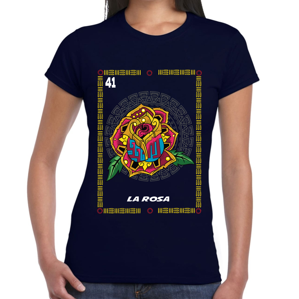 Playera Loteria Mexicana La Rosa Algodón Premium #0002384
