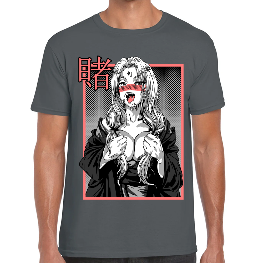 Playera Naruto Senju Tsunade Ecchi Hentai Gray #0002386