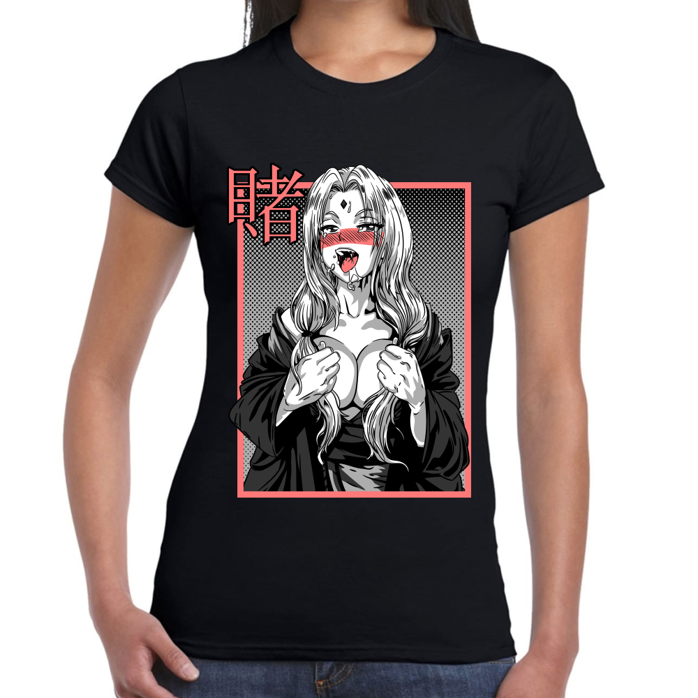 Playera Naruto Senju Tsunade Ecchi Hentai Gray #0002386