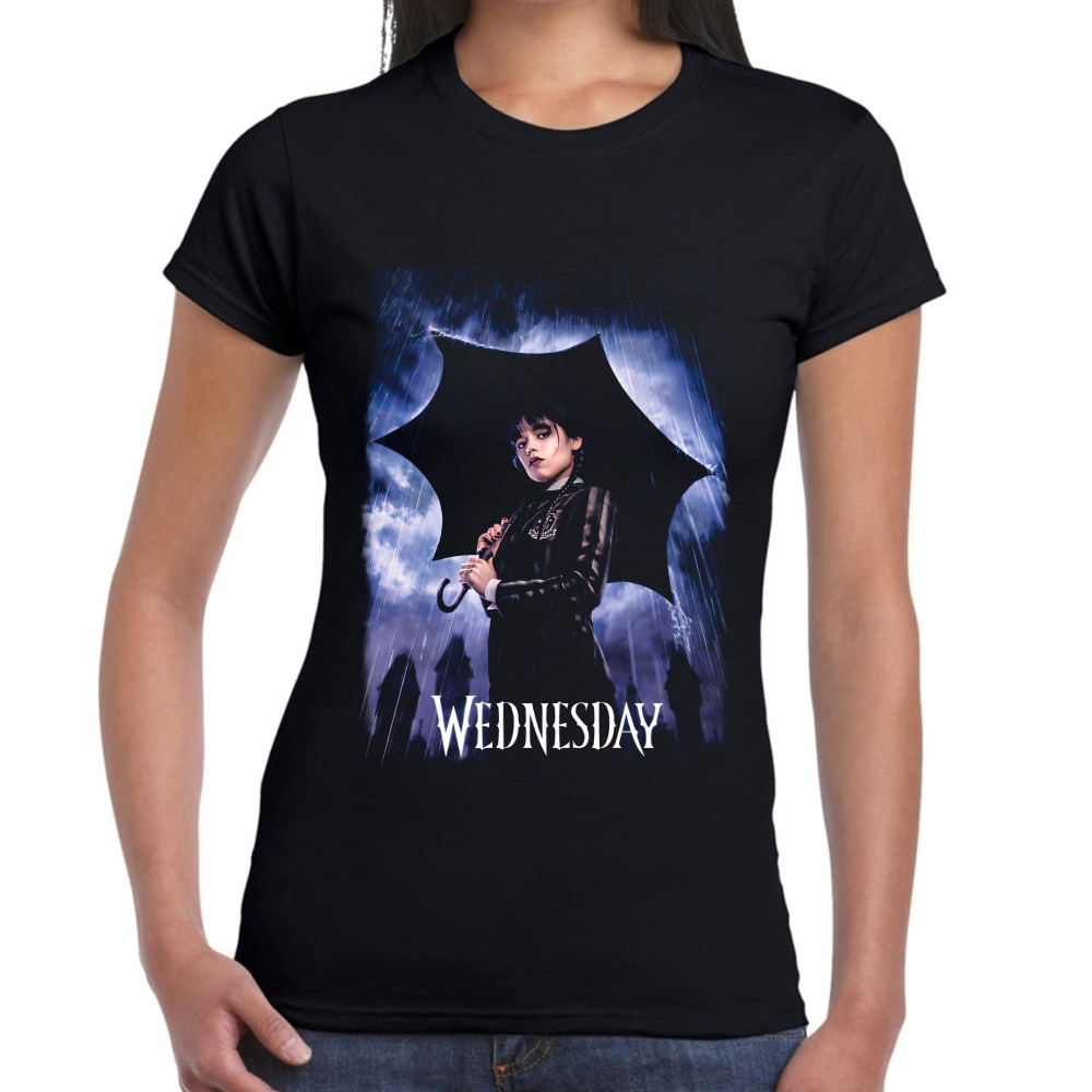 Playera Merlina Umbrella Wednesday Algodón Premium #0002410