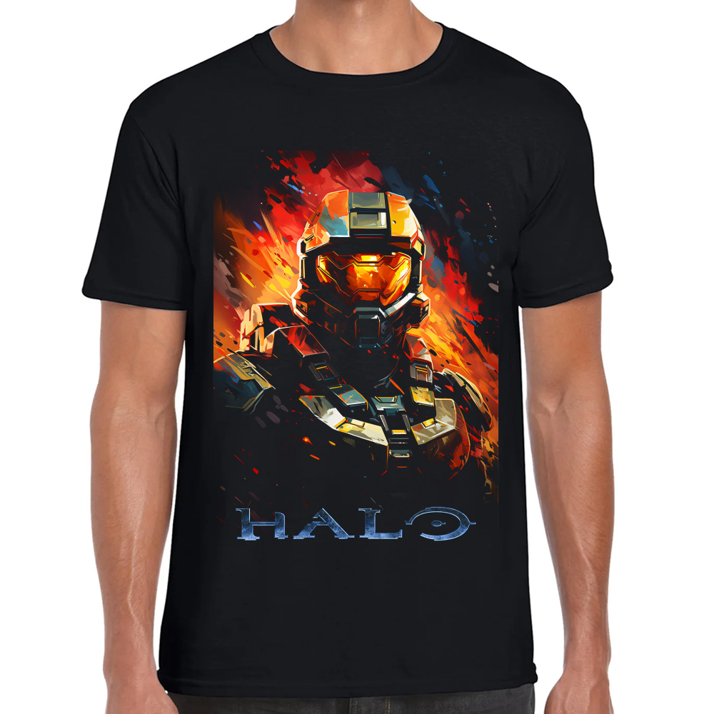 Playera Halo Master Chiefs Fiery Stand Algodón Premium #0002424