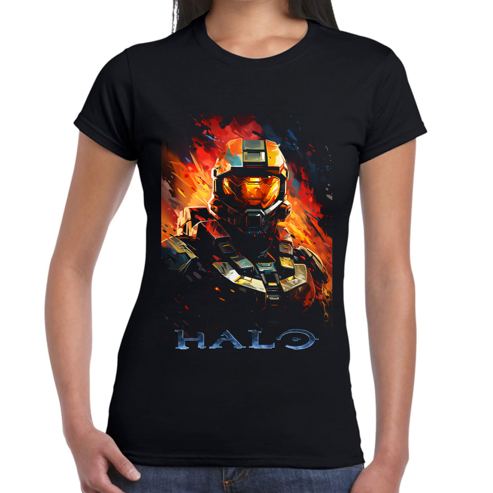 Playera Halo Master Chiefs Fiery Stand Algodón Premium #0002424