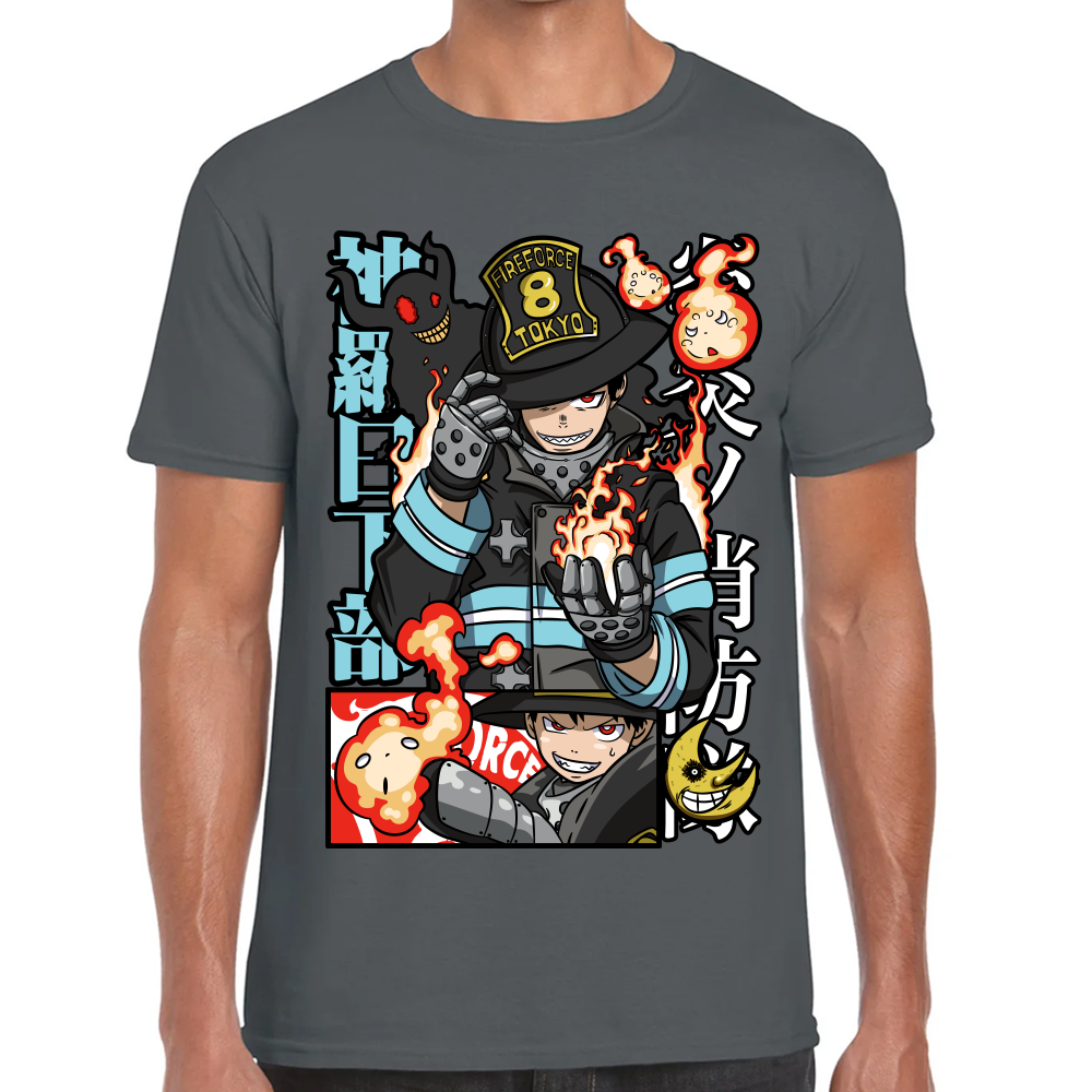 Playera Fire Force Shinra Kusakabe Algodón Premium #0002432