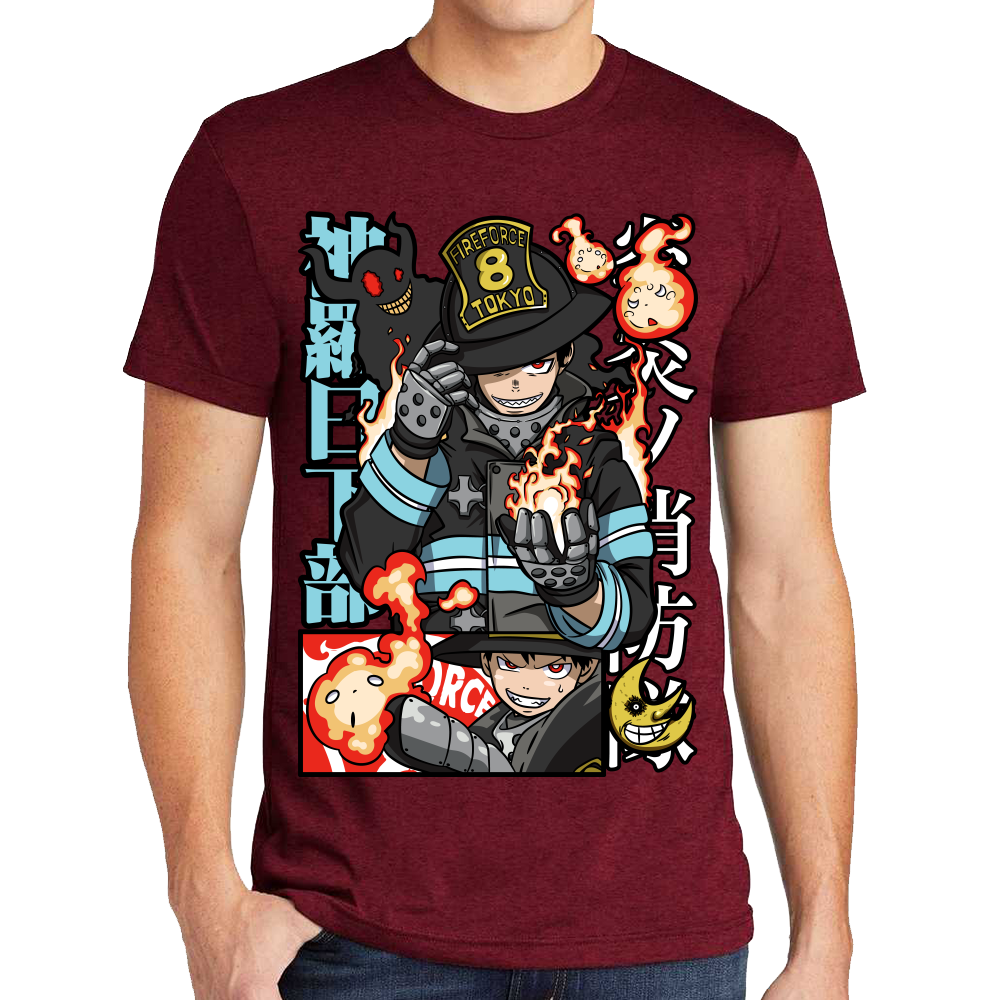 Playera Fire Force Shinra Kusakabe Algodón Premium #0002432