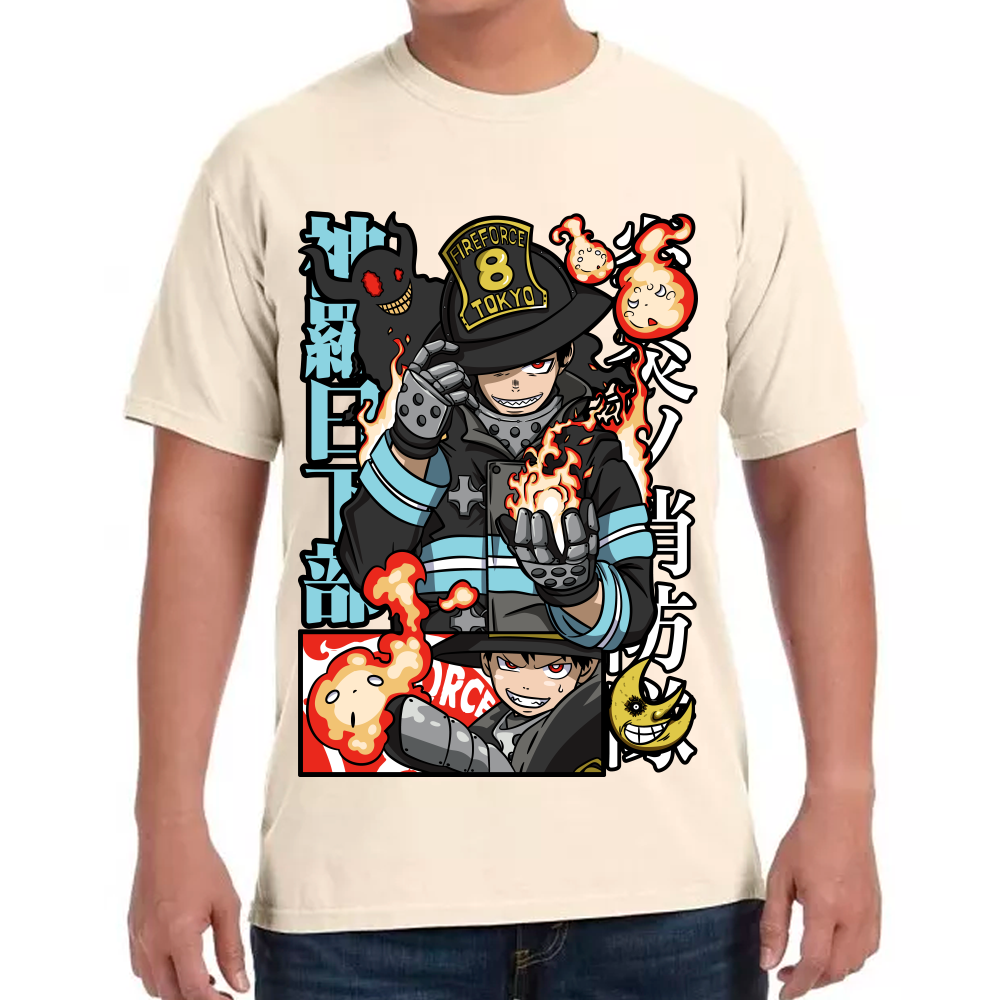 Playera Fire Force Shinra Kusakabe Algodón Premium #0002432