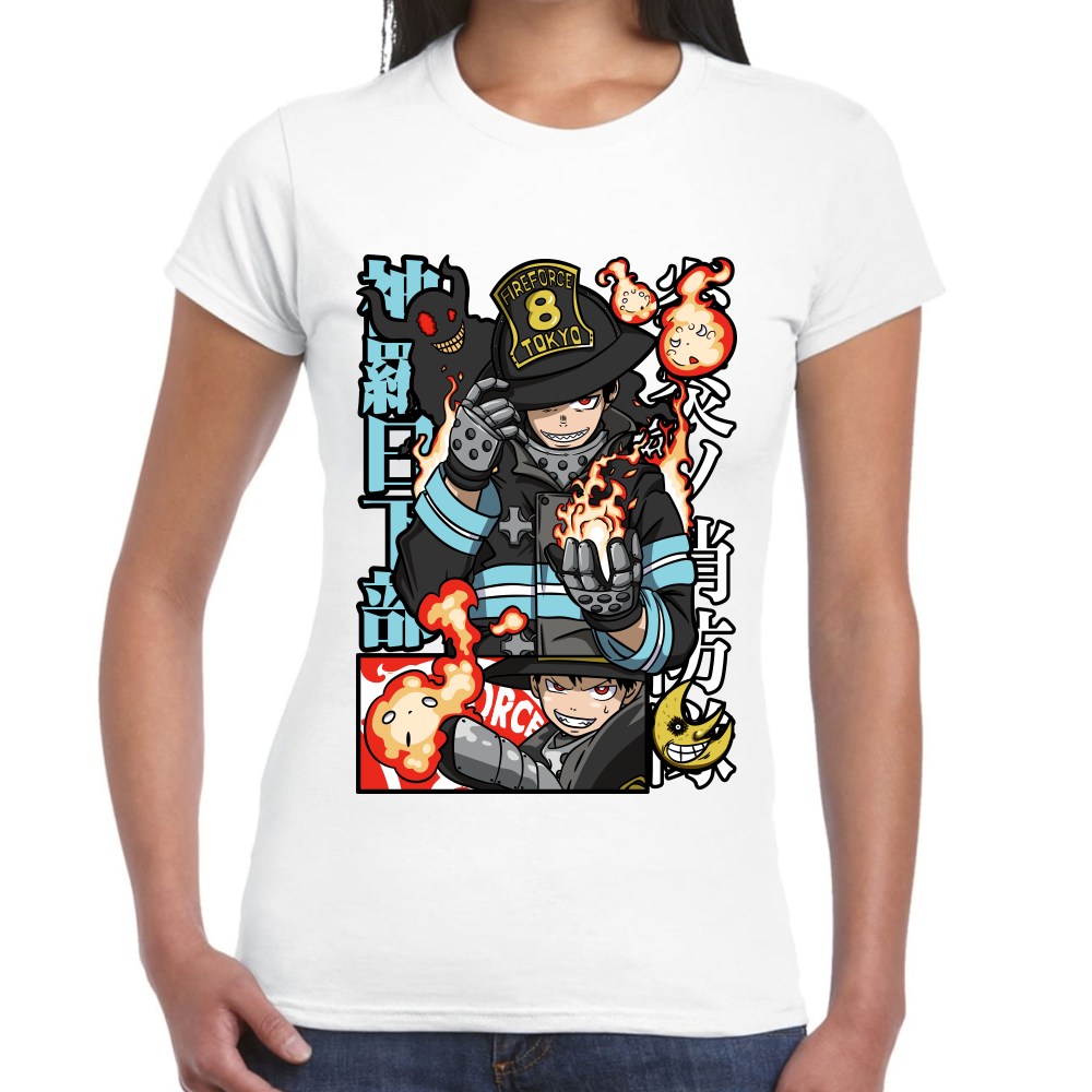Playera Fire Force Shinra Kusakabe Algodón Premium #0002432