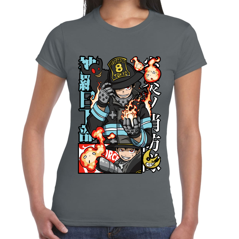 Playera Fire Force Shinra Kusakabe Algodón Premium #0002432