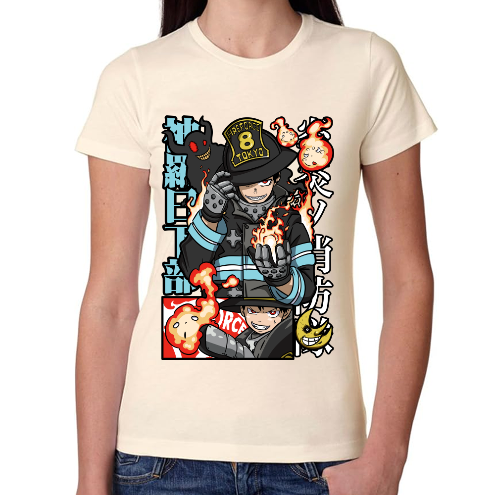 Playera Fire Force Shinra Kusakabe Algodón Premium #0002432