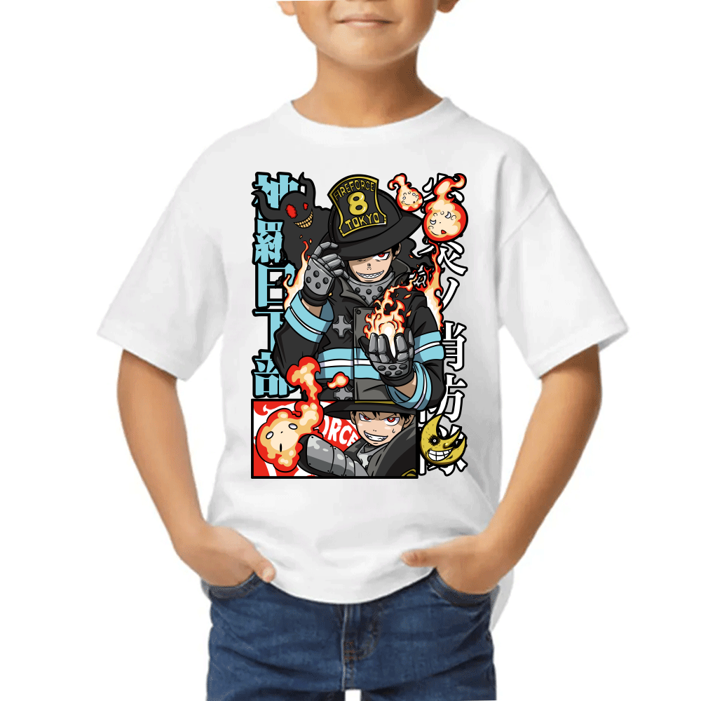 Playera Fire Force Shinra Kusakabe Algodón Premium #0002432