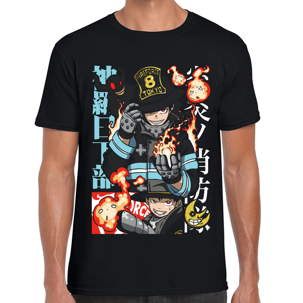 Playera Fire Force Shinra Kusakabe Algodón Premium #0002432