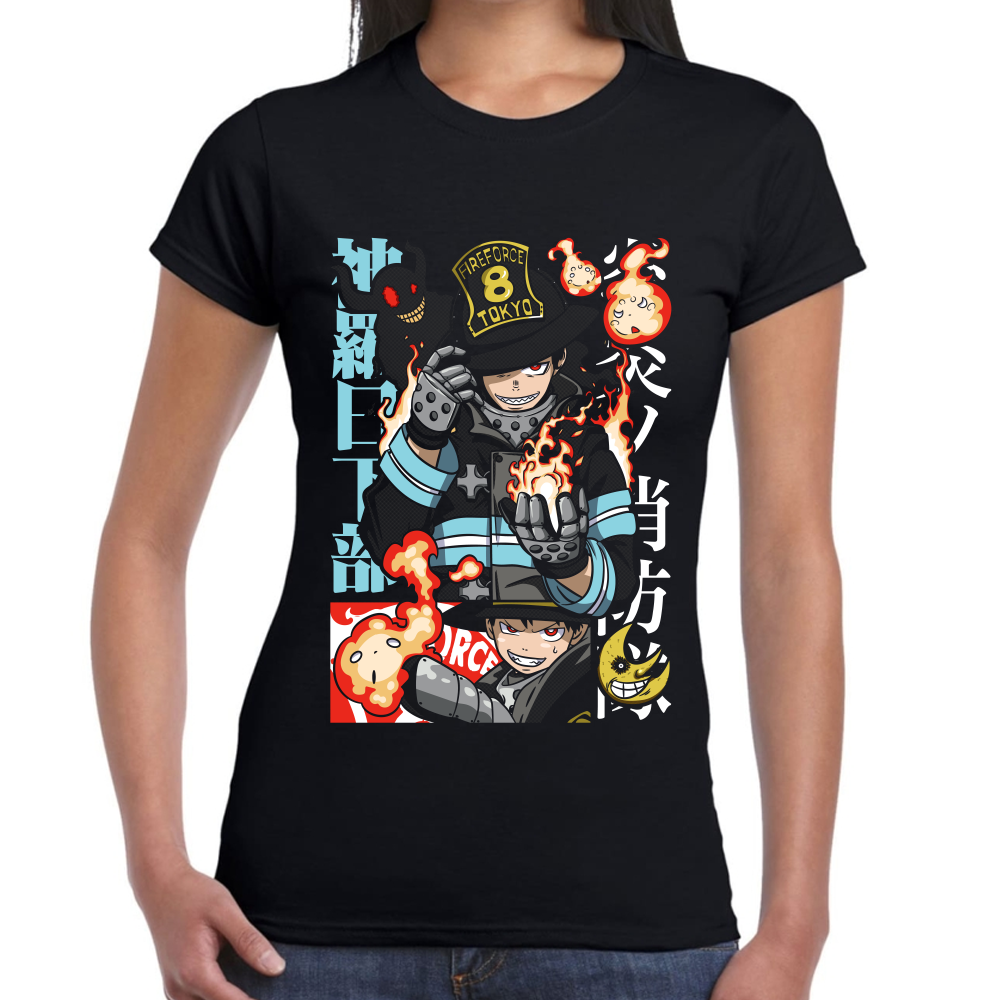 Playera Fire Force Shinra Kusakabe Algodón Premium #0002432