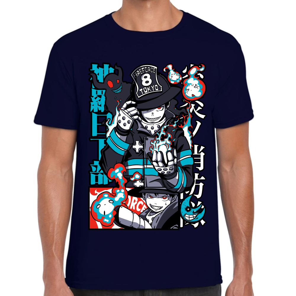 Playera Fire Force Shinra Kusakabe Algodón Premium #0002432