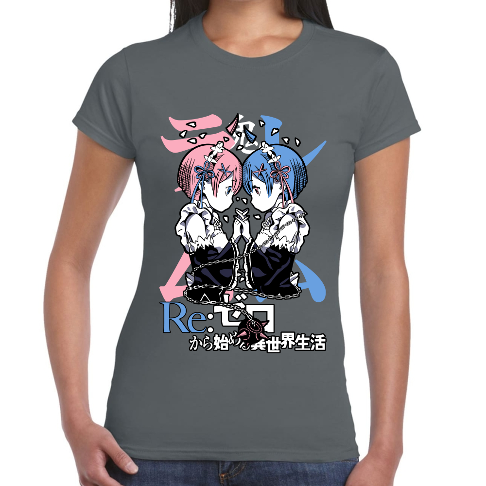 Playera Rem y Ram Re Zero Algodón Premium #0002442