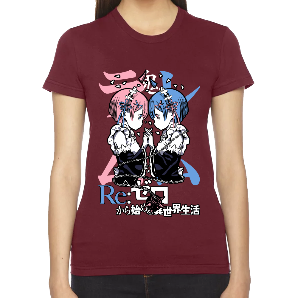Playera Rem y Ram Re Zero Algodón Premium #0002442