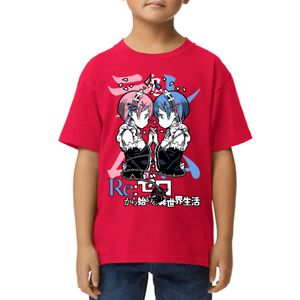 Playera de Niño Rem y Ram Re Zero Algodón Premium #0002442