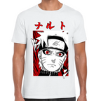 Playera Naruto Face Red White Algodón Premium #0002445