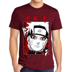 Playera Naruto Face Red White Algodón Premium #0002445