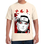 Playera Naruto Face Red White Algodón Premium #0002445