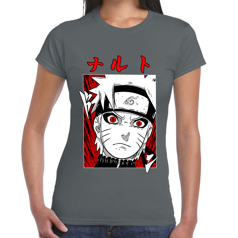Playera Naruto Face Red White Algodón Premium #0002445