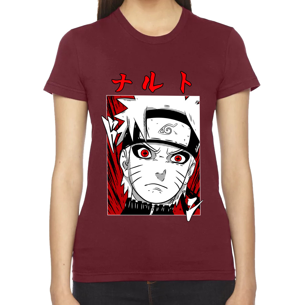 Playera Naruto Face Red White Algodón Premium #0002445