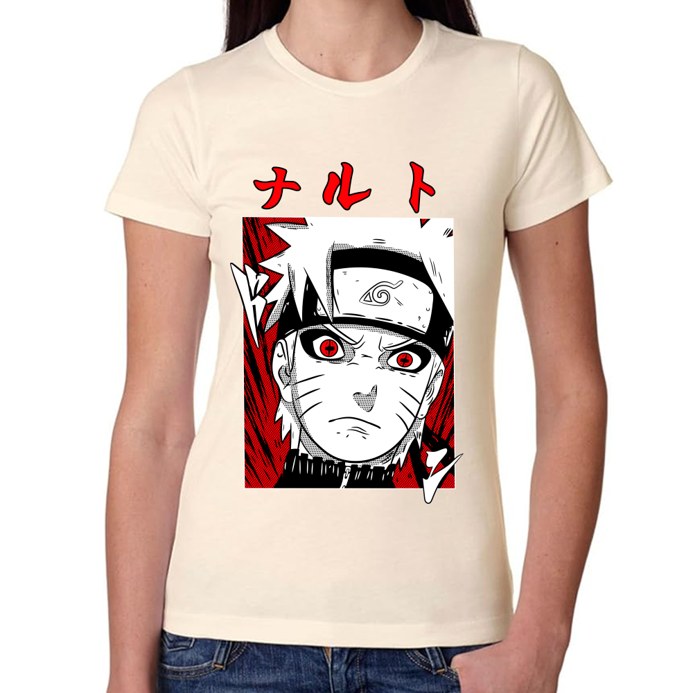 Playera Naruto Face Red White Algodón Premium #0002445