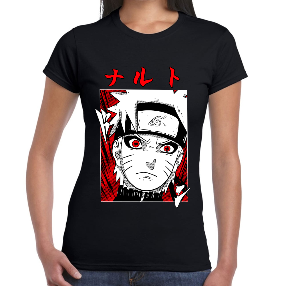 Playera Naruto Face Red White Algodón Premium #0002445