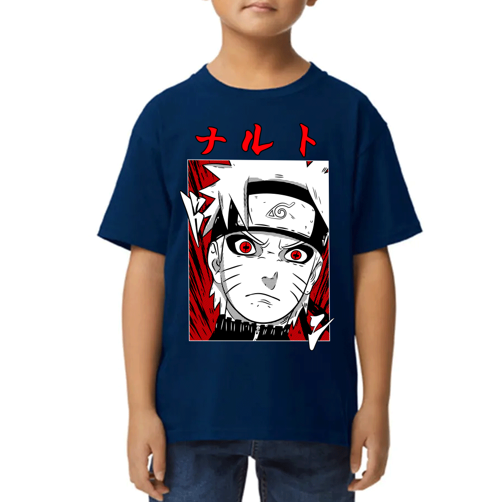 Playera de Niño Naruto Face Red White Algodón Premium #0002445