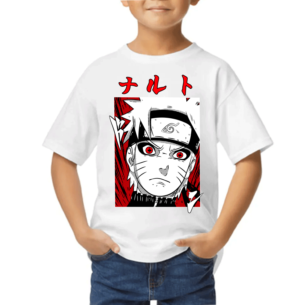 Playera de Niño Naruto Face Red White Algodón Premium #0002445