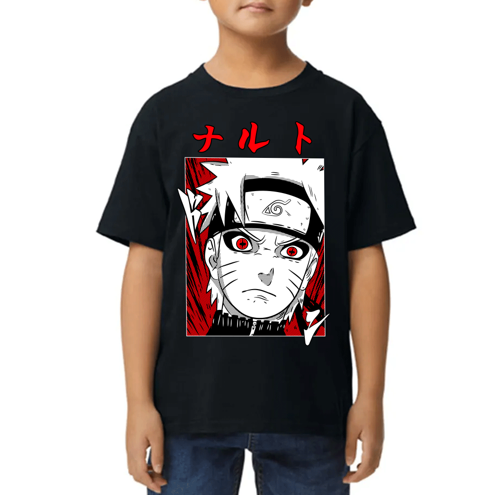 Playera de Niño Naruto Face Red White Algodón Premium #0002445