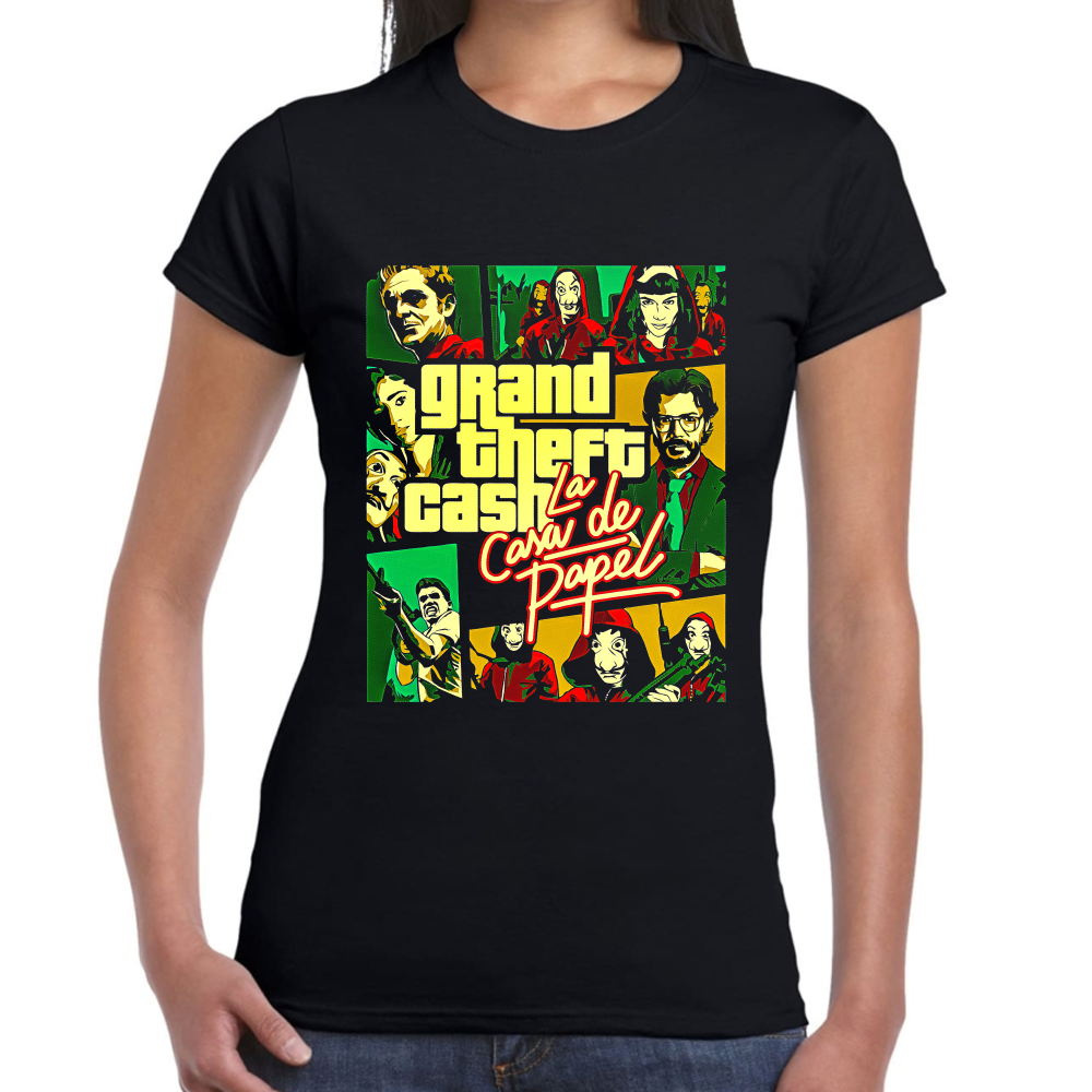 Playera La Casa de Papel Grand Theft Cash Algodón Premium #0002450