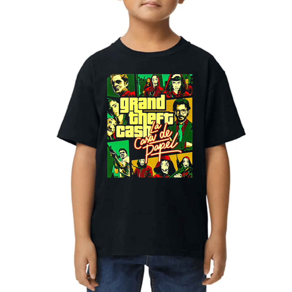 Playera de Niño La Casa de Papel Grand Theft Cash Algodón Premium #0002450