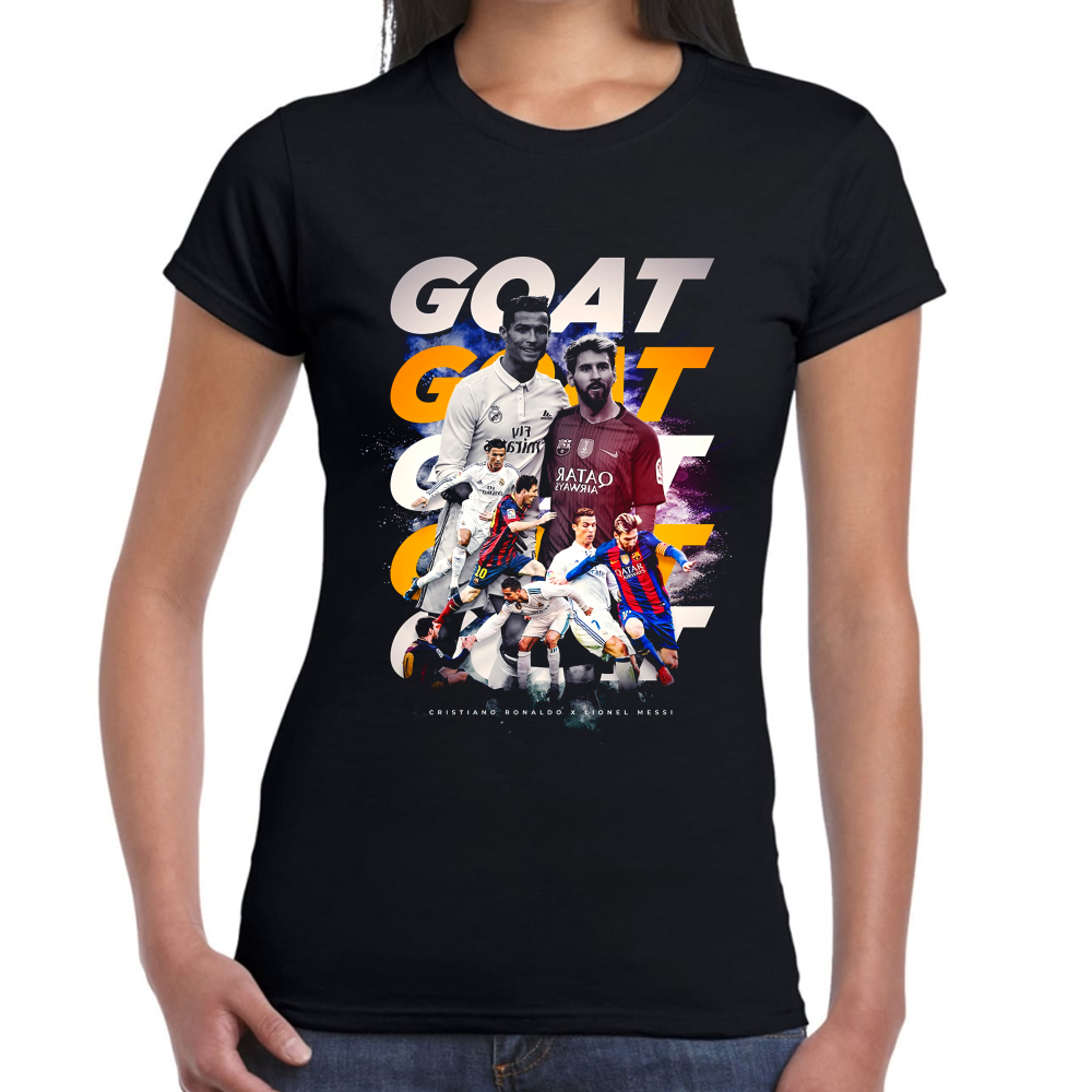 Playera Ronaldo y Messi GOAT Algodón Premium #0002478