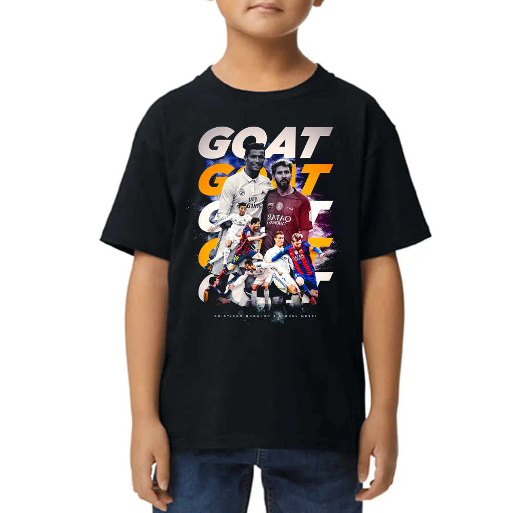 Playera de Niño Ronaldo y Messi GOAT Algodón Premium #0002478