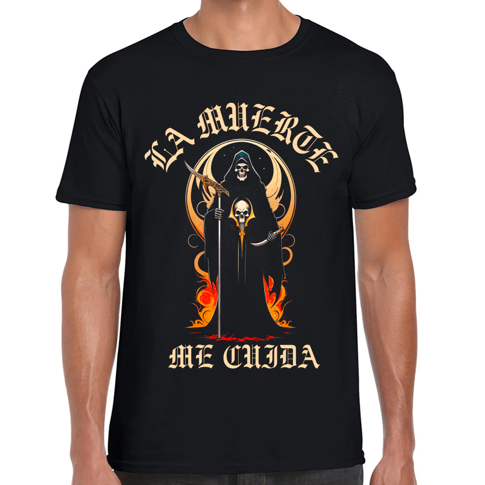 Playera La Santa Muerte Me Cuida Algodón Premium #0002512