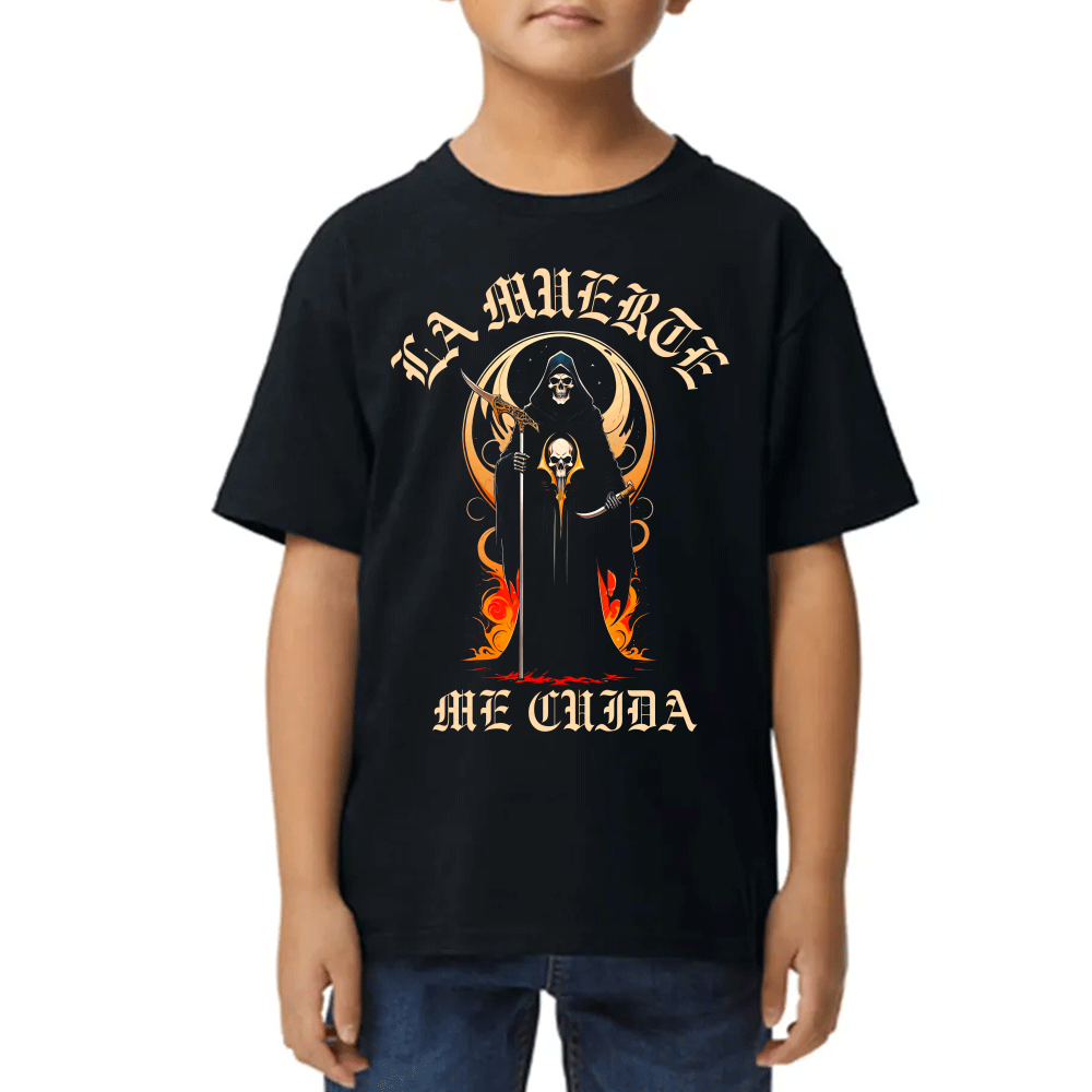 Playera La Santa Muerte Me Cuida Algodón Premium #0002512