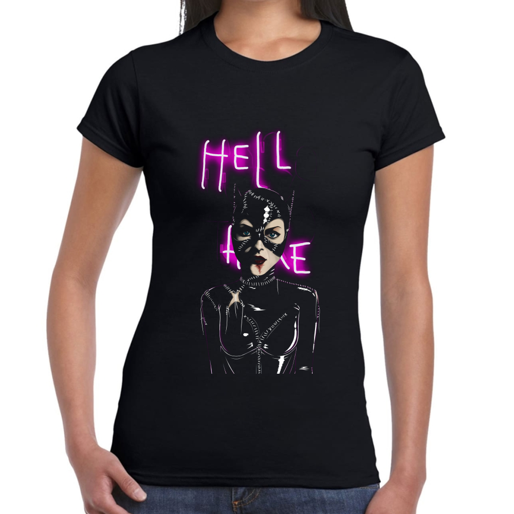 Playera Catwoman Hello Here DC Algodón Premium #0002541 Imagen secundaria del producto