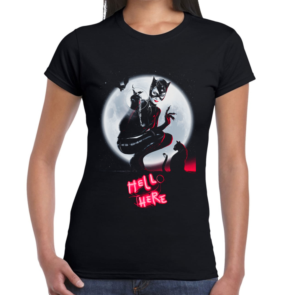 Playera Catwoman Hello Here Algodón Premium #0002553 Imagen secundaria del producto