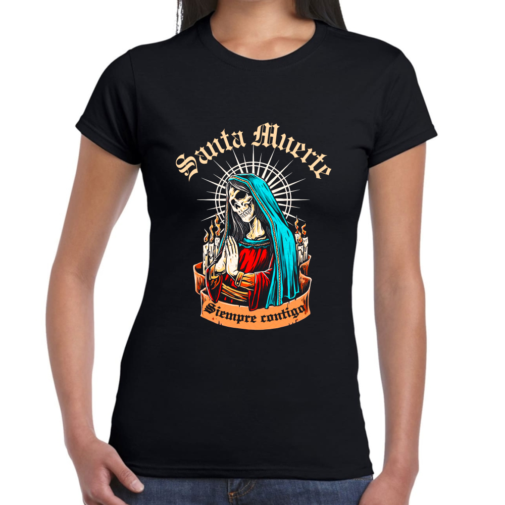 Playera Santa Muerte Siempre Contigo Algodón Premium #0002572
