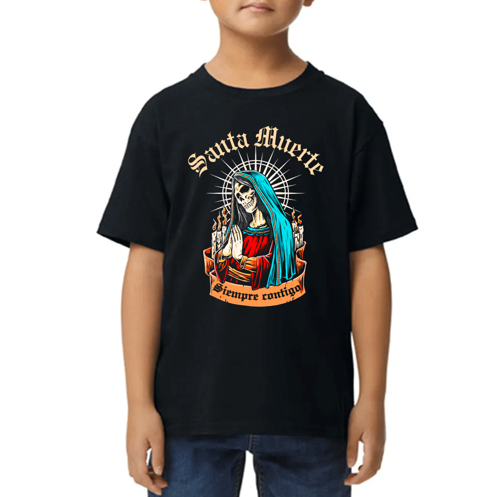 Playera de Niño Santa Muerte Siempre Contigo Algodón Premium #0002572