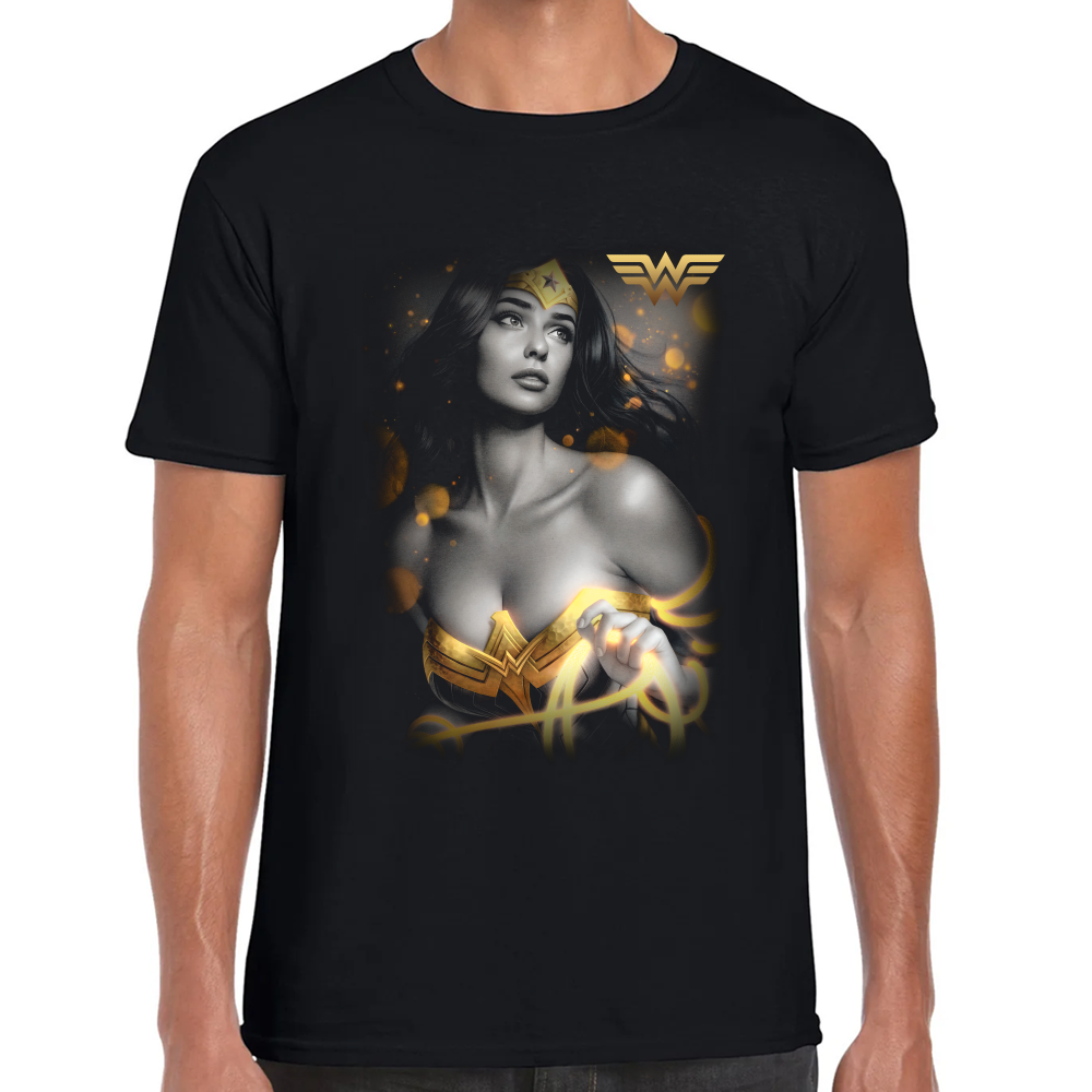 Playera Wonder Woman Black Gold Algodón Premium #0002583 Imagen principal del producto