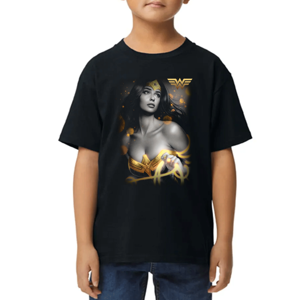 Playera de Niño Wonder Woman Black Gold Algodón Premium #0002583 Imagen principal del producto