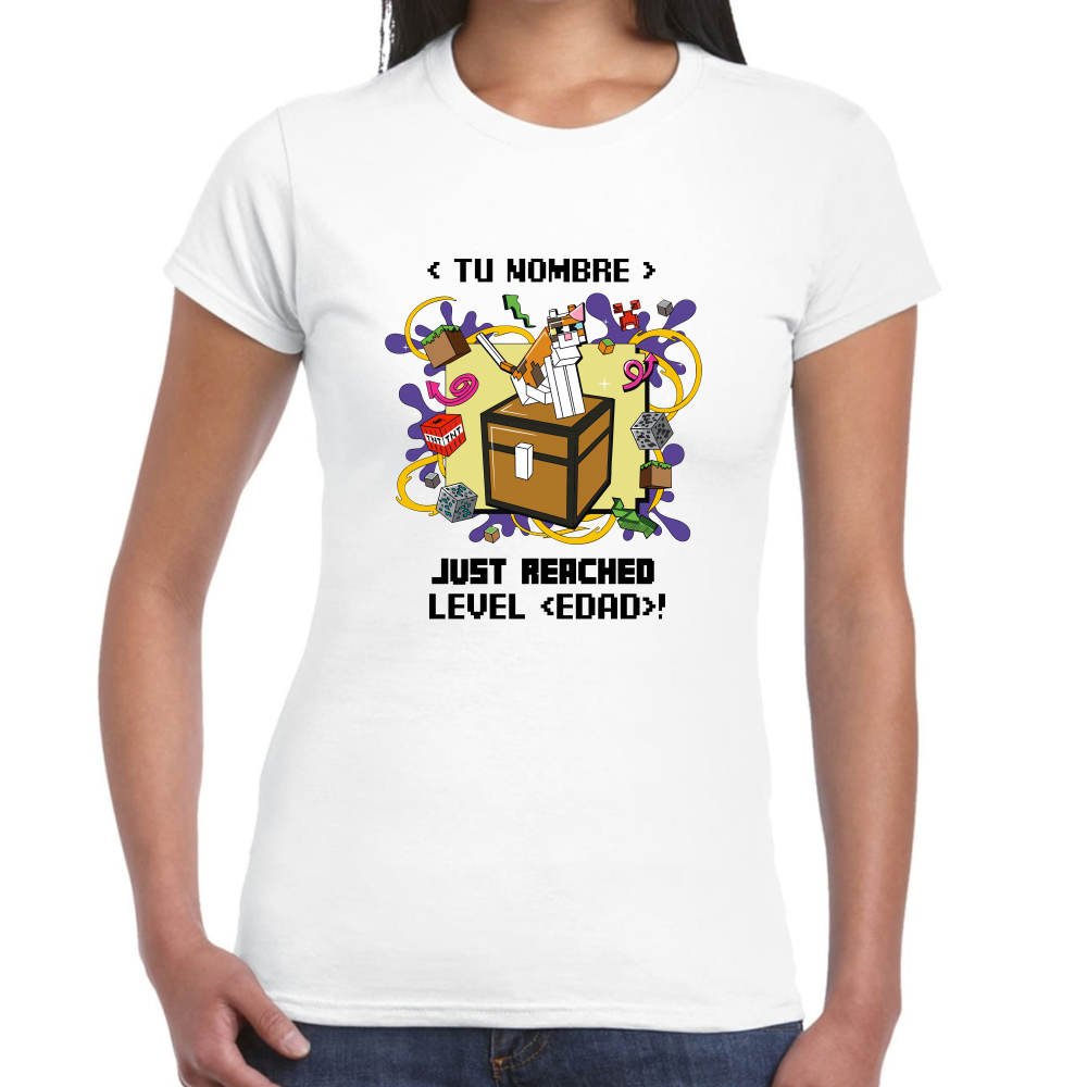 Playera Minecraft Cumpleaños Nivel Alcanzado Algodón Premium #0002610