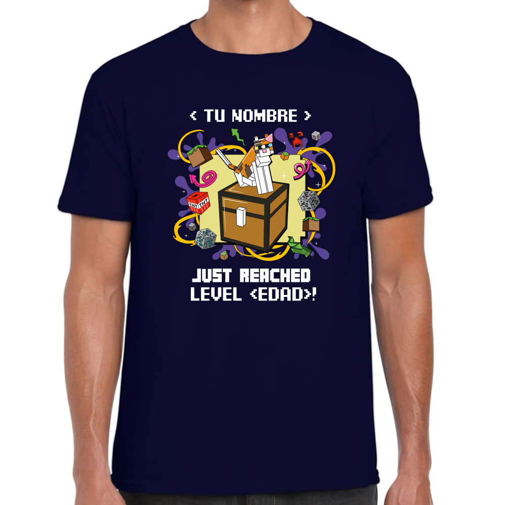 Playera Minecraft Cumpleaños Nivel Alcanzado Algodón Premium #0002610